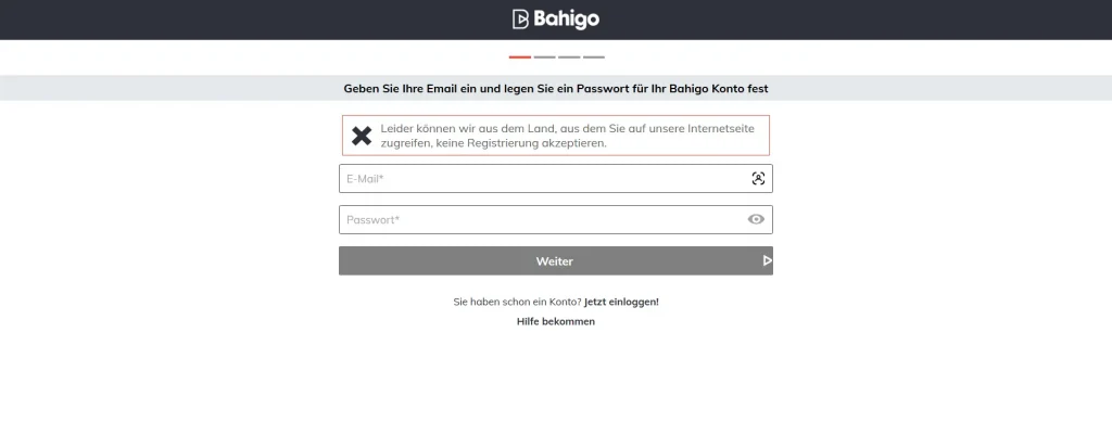 Registrierung im Casino Bahigo