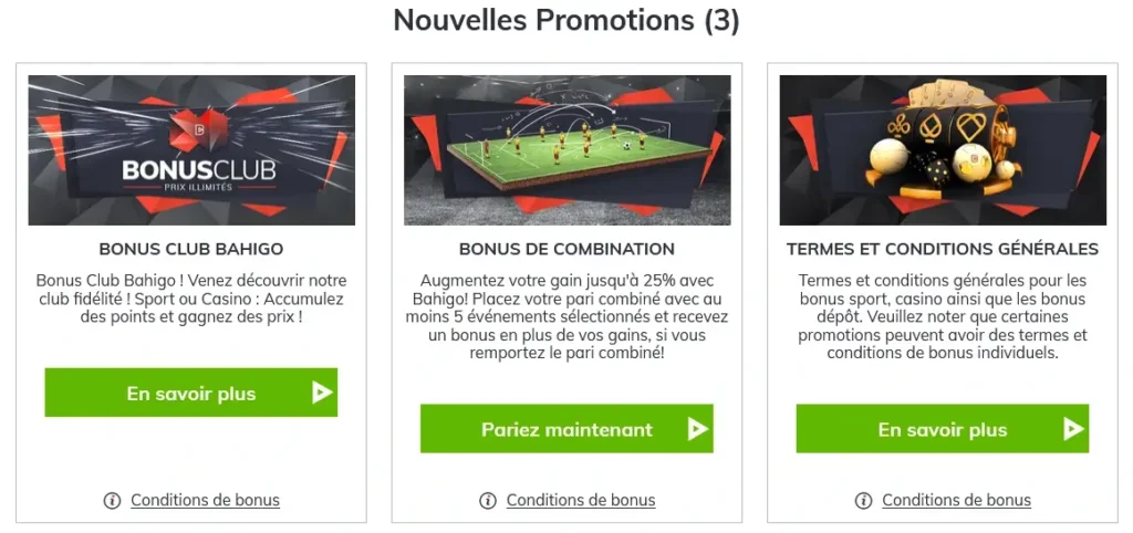 Bahigo bonifications